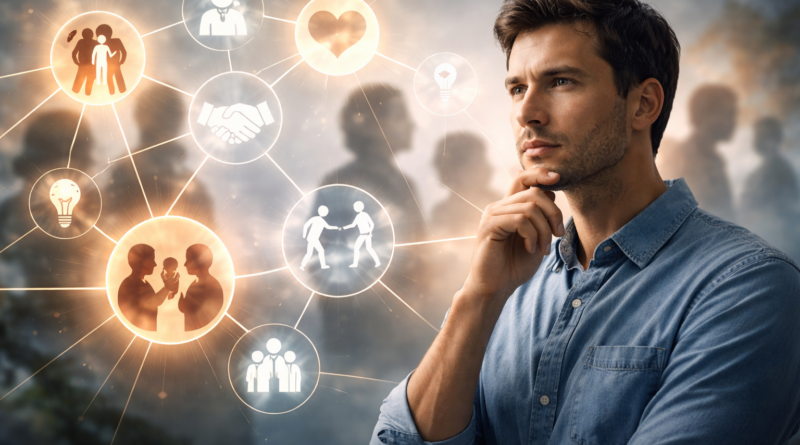 Psychology illustration showing human behavior patterns that reveal true personality traits