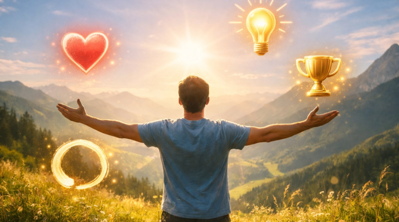 Concept image illustrating the psychology of happiness and science-backed strategies for a fulfilling and meaningful life